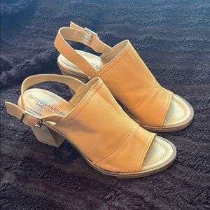 Barbara Barbieri Leather Tan Open-Toe Heels